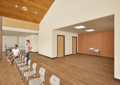 SD Game Fish Parks Outdoor Campus East Archery Expansion Phase 2 interior rendering Sioux Falls South Dakota Stone Group Architects