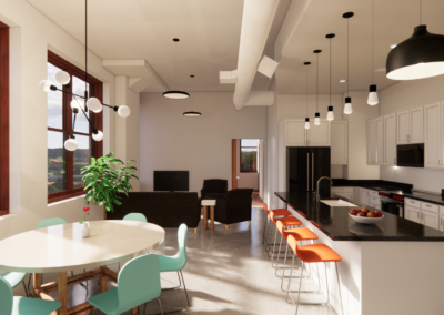 Benson Building adaptive reuse rendering - historic building renovation design