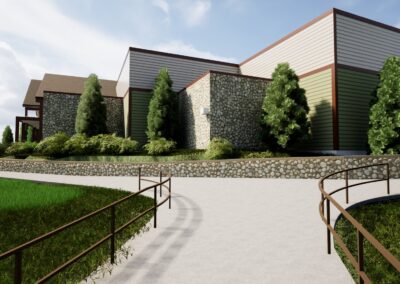 SD Game Fish Parks Outdoor Campus East Archery Expansion Phase 2 exterior rendering Sioux Falls South Dakota Stone Group Architects
