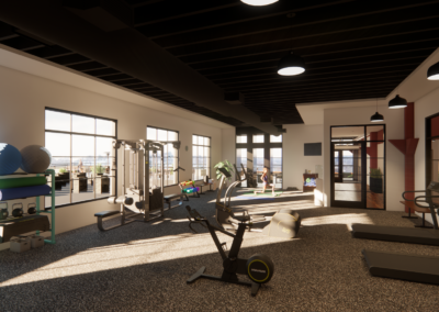 Benson Building workout area - adaptive reuse architecture Iowa