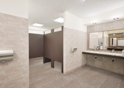 SD Game Fish Parks Outdoor Campus East Archery Expansion Phase 2 bathroom rendering Sioux Falls South Dakota Stone Group Architects
