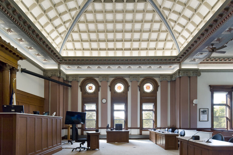 Plymouth County Courthouse interior - historic preservation architect, Le Mars Iowa