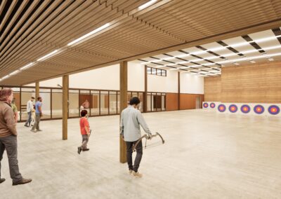 SD Game Fish Parks Outdoor Campus East Archery Expansion Phase 2 interior rendering Sioux Falls South Dakota Stone Group Architects