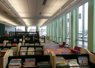 Dr. James Carlson Library reading area - community learning space design, Fargo North Dakota
