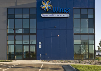 Wings Gymnastics Studio exterior - gymnastics facility design, Sioux Falls South Dakota