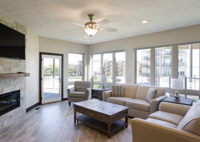 Bayside Condos living room design - multifamily housing design, Iowa