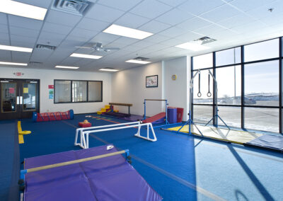 Wings Gymnastics studio interior view - fitness center design, Sioux Falls