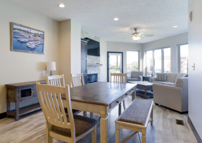 Bayside Condos dining room - apartment architecture, Arnold's Park Iowa