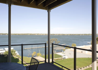 Bayside Condos building patio - residential apartment design, Iowa