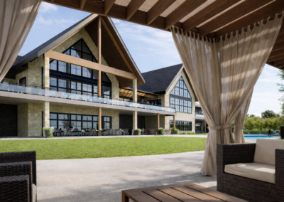 Brookings Country Club outdoor lounge rendering - private club hospitality design, Brookings South Dakota
