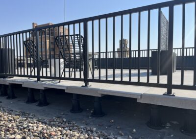 Benson Building exterior patio view - historic landmark renovation, Iowa